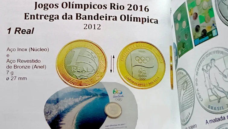 As Moedas da Entrega da Bandeira Olímpica 1 Real 2012